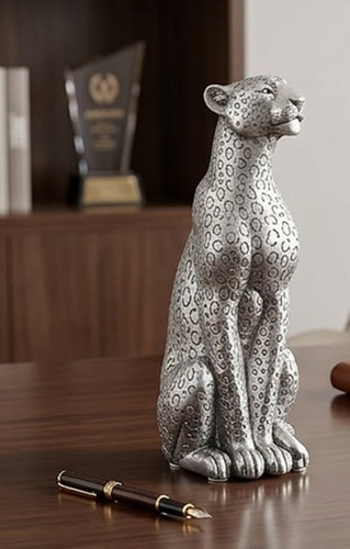 Silberne leoparden statue - leoparden,