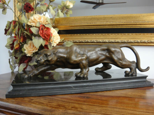 Bronze marmor statue jaguar - statue,